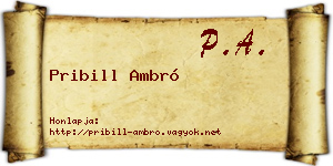 Pribill Ambró névjegykártya